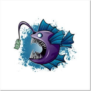 Grunge Anglerfish Dollar Fishing Posters and Art